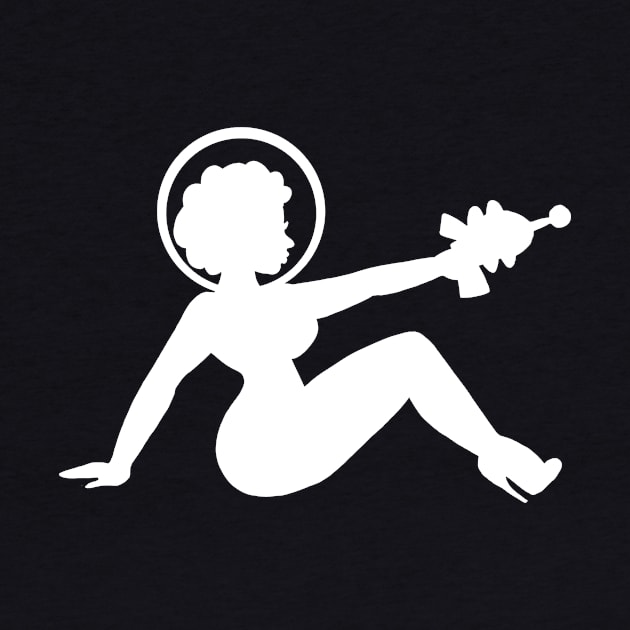 Retro Mudflap Girl Space Cadet Pinup (White design) by ckrickett